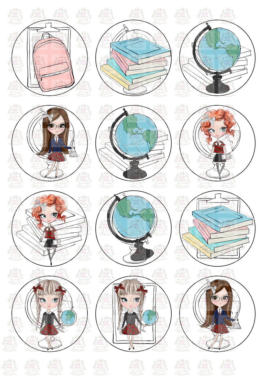 Вафельні картинки на капкейкі Шкільна