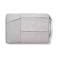 Компактная вместительна сумка для ноутбука и документов из текстильного материала, через плечо Серый, 13"