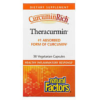 Куркумін Natural Factors, CurcuminRich "Theracurmin" протизапальна підтримка, 30 мг (30 капсул)