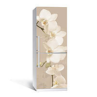 Наклейка на холодильник Орхидея 650х2000мм виниловая 3Д наклейка декор на кухню самоклеящаяся|.Топ!