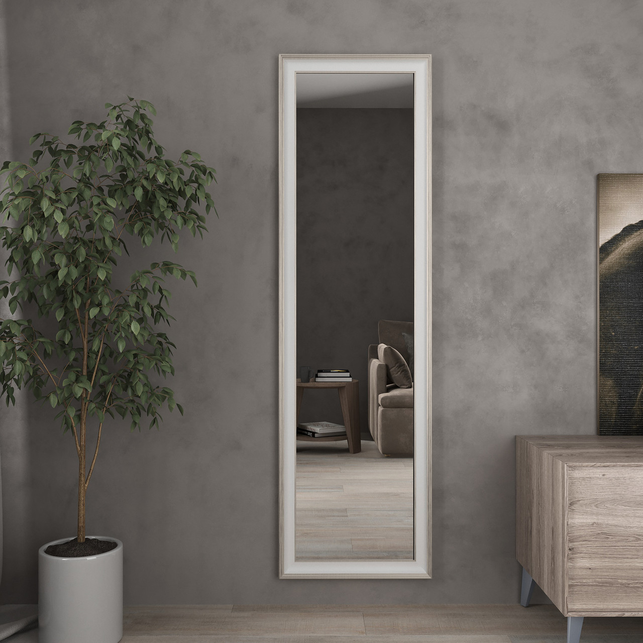 Дзеркало в повний зріст на стіну Світло-бежеве 170х50 Black Mirror для коридору, фото 1