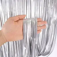Штора для фотозоны фольгированная 100х200 см Сатин серебро