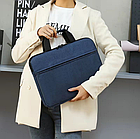 Сумка для ноутбука Bagmax синя 14" Переноска для ноутбука 14 дюймів Плоска синя сумка для ноутбука Тканинна сумка, фото 2