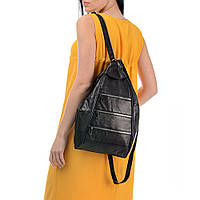 Шкіряний жіночий рюкзак-сумка LT 5617 чорний