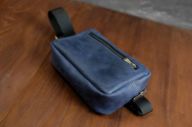 Шкіряна сумка Модель №59, натуральна Вінтажна шкіра, колір Синій, фото 2
