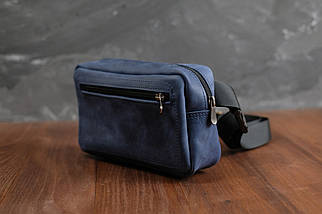 Шкіряна сумка Модель №59, натуральна Вінтажна шкіра, колір Синій, фото 3