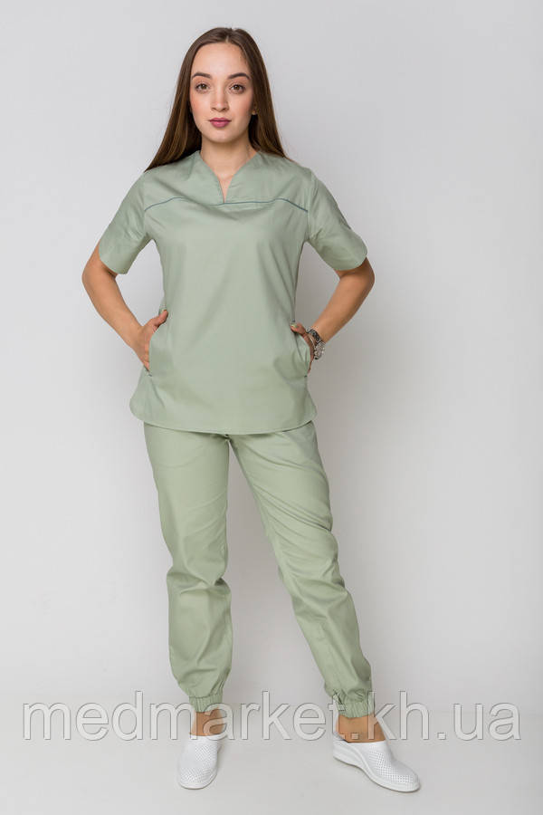 Костюм медичний Батерфляй із джогерами. Фісташка, еліт