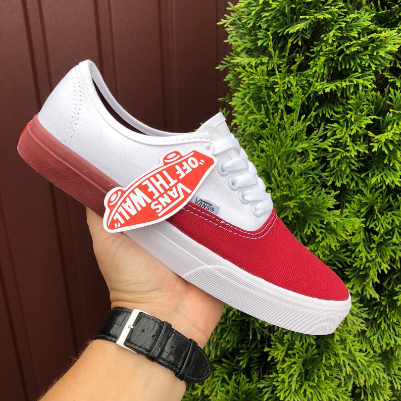 Чоловічі кеди, кросівки Vans стильні молодіжні білі червоні