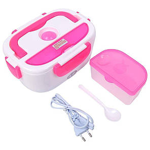 Ланчбокс із підігрівом від мережі 220V електричний Рожевий 194198, фото 3