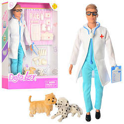 Лялька Defa Ветеринар Kevin 8346B Доктор Кевин 29 см валіза інструменти 2 собачки дитяча іграшка для дівчаток