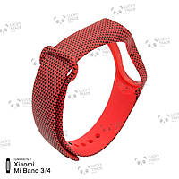 Ремешок Xiaomi Mi Band 4 / 3 с рисунком силиконовый браслет miband Змеиная кожа - Красный 1027P