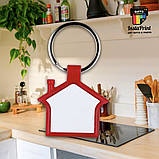 Брелок будинок пластиковий двосторонній червоний + друк. Друк на Брелоках, фото 4