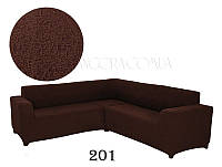Чехол на диван угловой жаккардовый без оборки, рюшей Venera шоколад (много цветов)