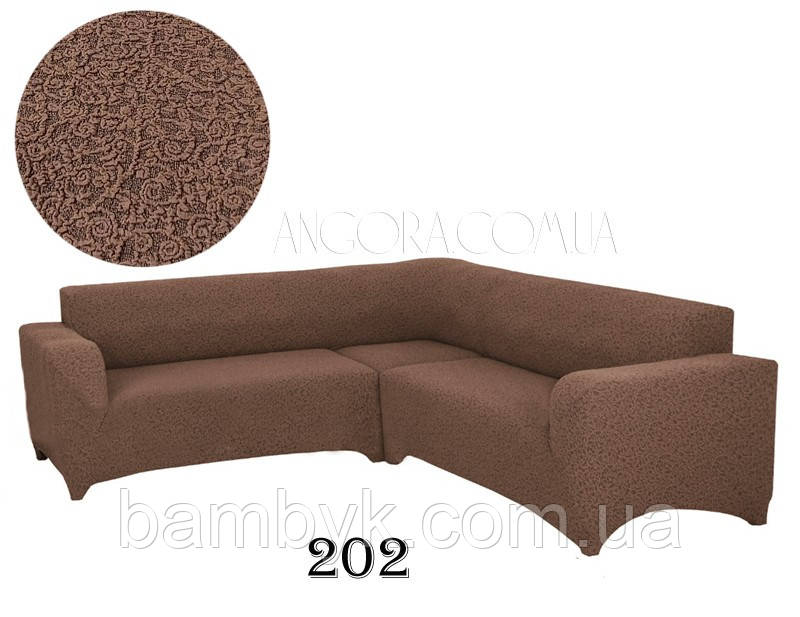 Чохол на диван кутовий жакардовий без оборки, рюшів Venera капучино (багато кольорів)