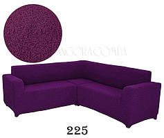 Жакардовий чохол на кутовий диван без оборки, рюшів Venera фіолетовий (багато квітів)