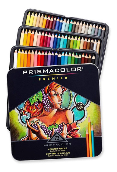 Набір кольорових олівців Prismacolor Premier 72 кольори в металевому пеналі, фото 1
