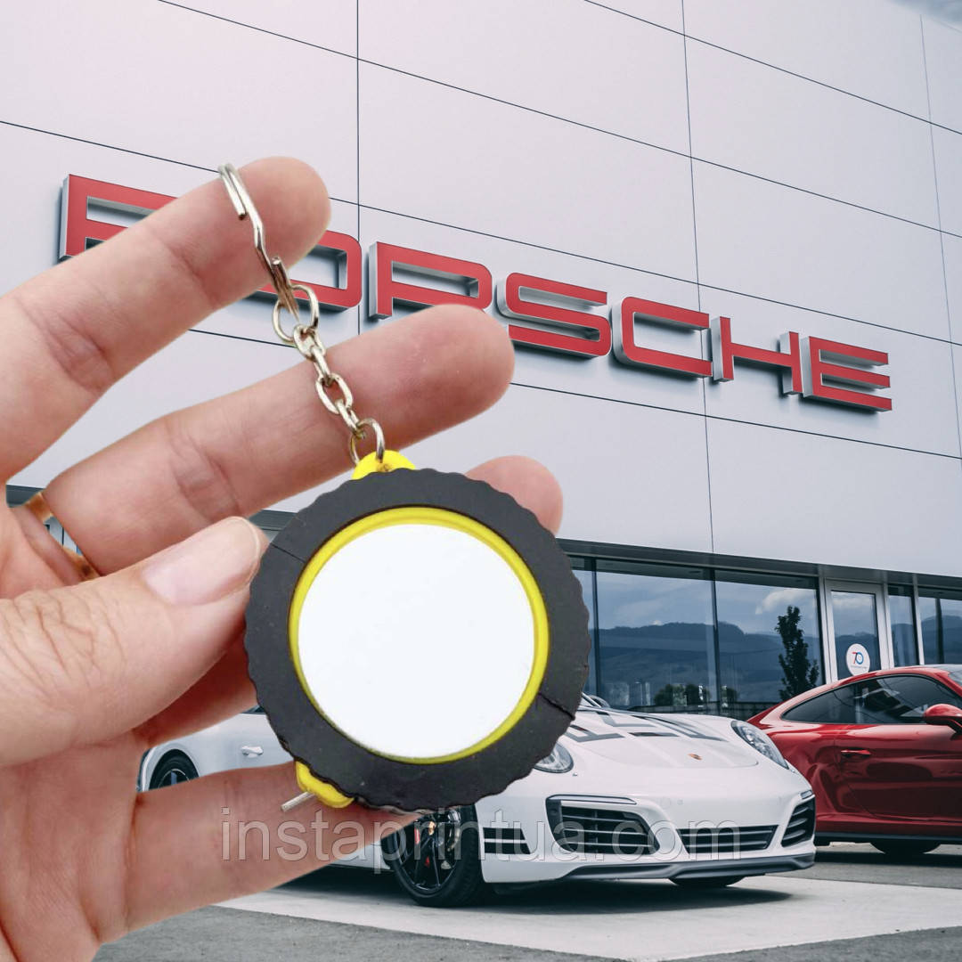 Брелок рулетка жовтий + друк. Друк на брелоках, фото 1