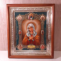 Икона Умиление Пресвятой Богородицы, лик 15х18 см, в светлом прямом деревянном киоте