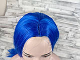 Перука синя довга пряма без чубчика з проділом жіноча для жінок 70см зі штучного волосся, фото 5