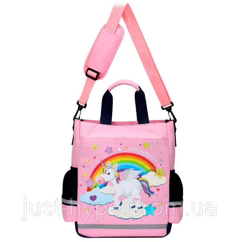 Сумка портфель Senkey&Style, школьный рюкзак через плечо Единорог красный Код 10-6445 - фото 2 - id-p1453415445