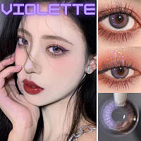 Цветные линзы для глаз фиолетовые Violette+ контейнер для хранения в подарок