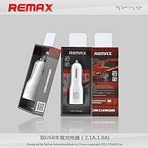 Автомобільна зарядка Remax на 2 USB (1.0A/2.1A) довга версія, фото 4