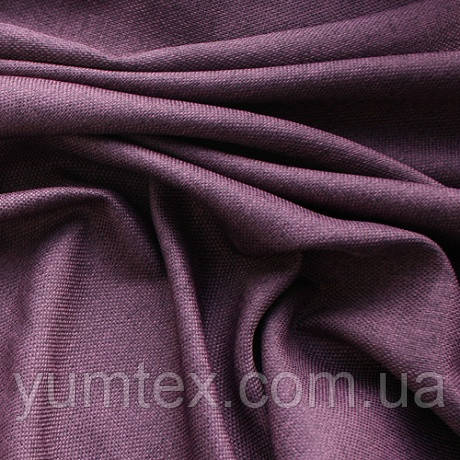 Портьєрна тканина ріжок Брук (під льон), колір сливовий