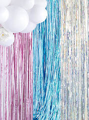 Блискучий завісу з мішури для прикраси вечірки, 90x250 см блакитний