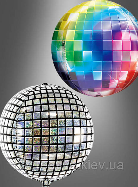 Сріблястий або кольоровий диско-шар фольгований, 40 см