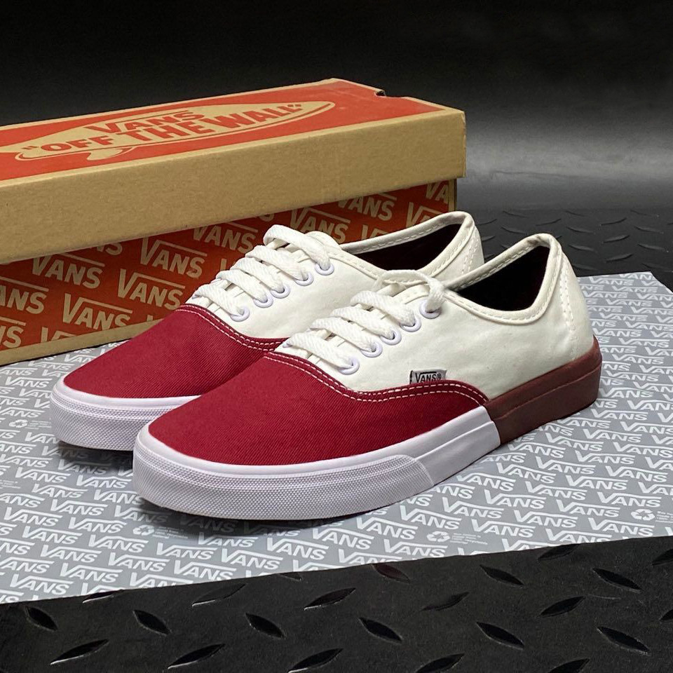 Жіночі кеди, кросівки Vans молодіжні мокасини повсякденні білі червоні
