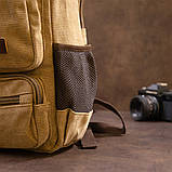 Рюкзак текстильний дорожній унісекс на два відділення Vintage 20616 Бежевий, фото 8