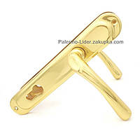Ручка латунная золото для входных дверей "KUMRU", бексет 85 мм