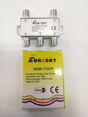 Комутатор DiSEqC 4x1 Eurosky DSW-7107P, фото 2