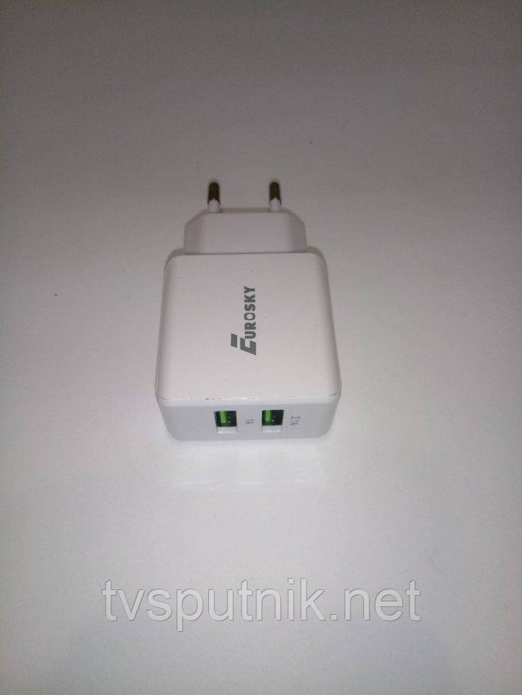 Мережевий зарядний для телефонів Eurosky 2 USB (2.1A + 1.5A)