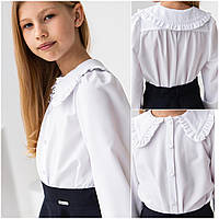 Блузка школьная нарядная для девочек Petrа тм BrilliAnt Размеры 134 Цвет айвори