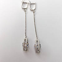 Срібні сережки Камінчик на ланцюжку