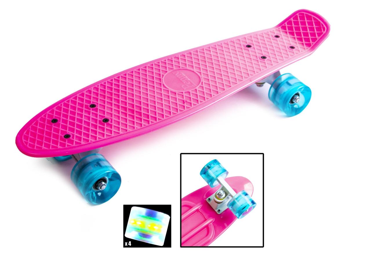Penny Boarde Pink Світяться бірюзові колеса, фото 1
