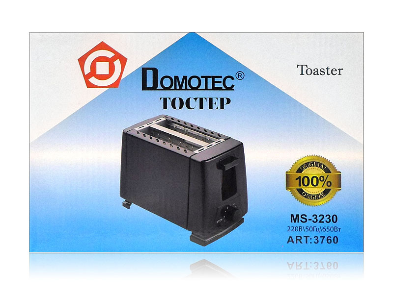 Тостер на 2 тости 650Вт 220В 2 Slice Toaster Domotec 6 режимів MS-3230 12шт 9347