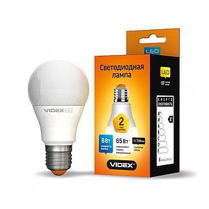 Светодиодная LED лампочка VIDEX A60e 8W E27 4100K (220v)