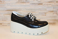 Туфлі жіночі чорні на танкетці натуральна шкіра Т470 Уцінка (читайте опис) продаж продаж