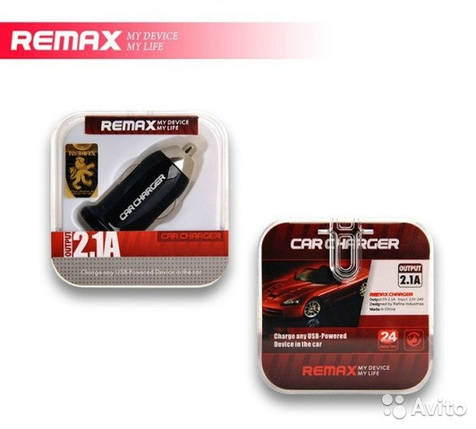 Автомобільна зарядка Remax на 1 USB (2.1A) (2 кольори), фото 2