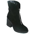 Ботинки  женские демисезонные на широких каблуках с серебристой молнией впереди чёрного цвета замша 37 размера