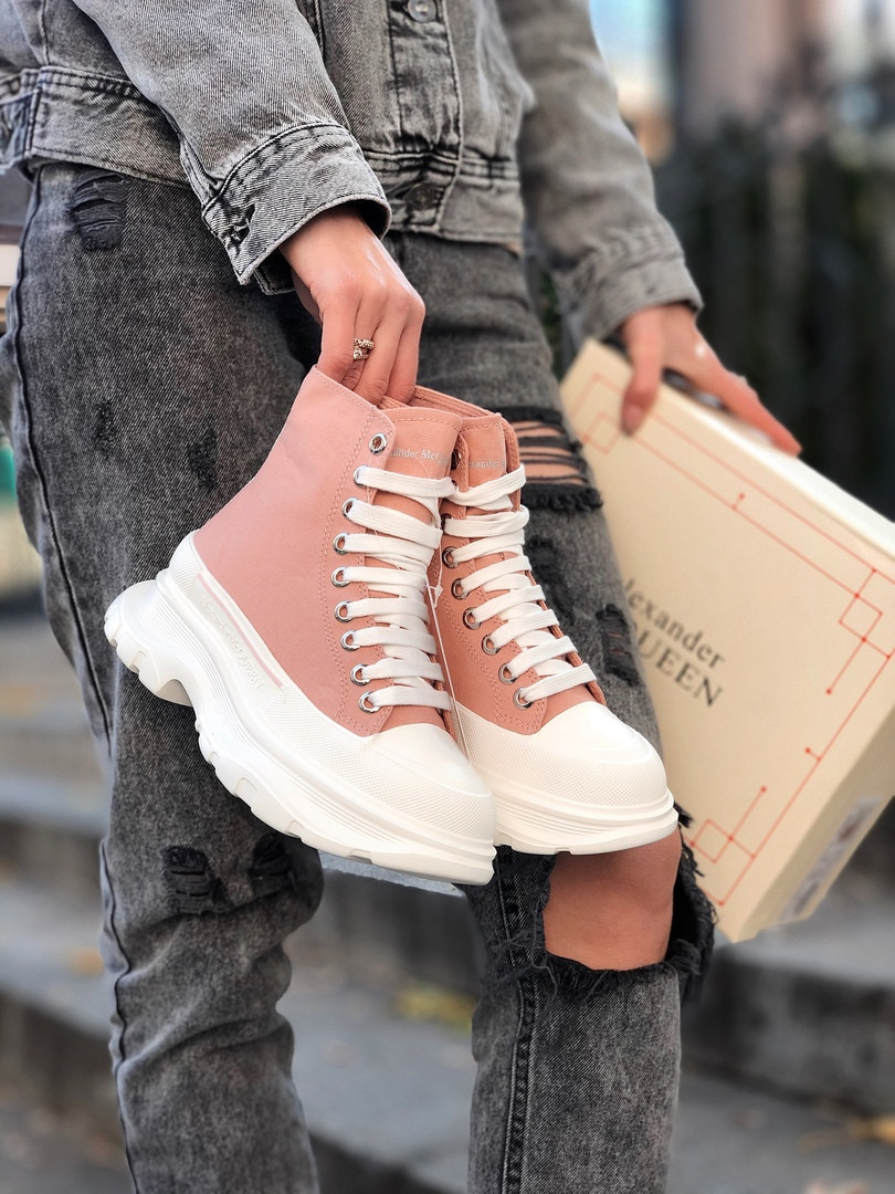 Кросівки жіночі рожеві Alexander McQueen Tread Slick White/Pink (04885)