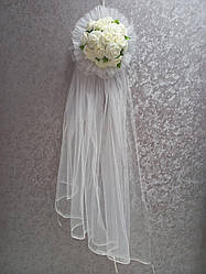 Ікебана на весільну машину айворі. Прикраси на весільний автомобіль