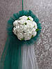 Ікебана на весільну машину смарагд. Прикраси на весільний автомобіль, фото 2