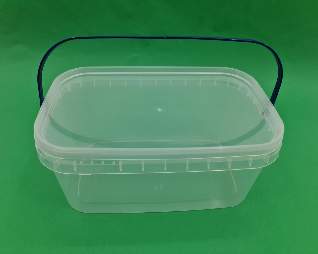 Відро з кришкою прямокутна 3.1 л, прозоре (100 шт), фото 1