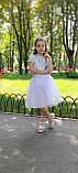 Біла фатинова спідниця для дівчинки двошарова з сріблястим поясом р.104-170, фото 4