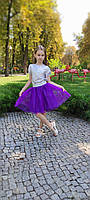 Пишна дитяча спідниця з 2 шарів фіолетового фатину на дівчинку р. 104-170