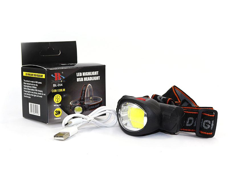Ліхтар налобний Bailong micro USB BL-204-COB 240шт 9887, фото 1