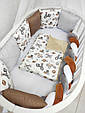 Комплект дитячої постільної білизни в круглу овальну ліжечко «Машинки в бежевому», фото 3
